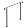 Wrought Iron Handrail, Fit 2 or 3 Steps Outdoor Stair Railing, Adjustable Front Porch Hand Rail, Black Transitional Hand railing