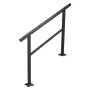 Wrought Iron Handrail, Fit 1 or 2 Steps Outdoor Stair Railing, Adjustable Front Porch Hand Rail, Black Transitional Hand railing