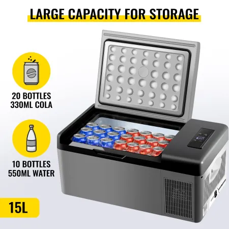 Portable Car Freezer, 15L Portable Refrigerator Freezer, Dual Storage Zone Camping Freezer, -4℉~50℉ 12 Volt Fridge Freezer, Car 