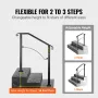 Handrails for Outdoor Steps, Fit 2 or 3 Steps Outdoor Stair Railing, Arch2 Wrought Iron Handrail, Flexible Porch Railing, Black 