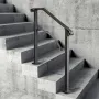 Handrails for Outdoor Steps, Fit 2 or 3 Steps Outdoor Stair Railing, Arch2 Wrought Iron Handrail, Flexible Porch Railing, Black 