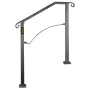 Handrails for Outdoor Steps, Fit 2 or 3 Steps Outdoor Stair Railing, Arch2 Wrought Iron Handrail, Flexible Porch Railing, Black 
