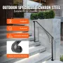 VEVOR Handrails for Outdoor Steps, Fit 3 or 4 Steps Outdoor Stair Railing, Arch3 Wrought Iron Handrail, Flexible Porch Railing, 
