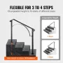 Handrails for Outdoor Steps, Fit 3 or 4 Steps Outdoor Stair Railing, Arch3 Wrought Iron Handrail, Flexible Porch Railing, Black 