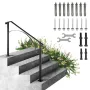 VEVOR Handrails for Outdoor Steps, Fit 3 or 4 Steps Outdoor Stair Railing, Arch3 Wrought Iron Handrail, Flexible Porch Railing, 