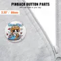 500 Sets 2.25 inch 58mm Pin Back Button Parts, DIY Round Button Badge Parts, Set Includes Metal Top, Plastic/Metal Button, Clear