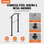 Handrails for Outdoor Steps, Fit 1 or 2 Steps Outdoor Stair Railing, Arch1 Wrought Iron Handrail, Flexible Porch Railing, Black 
