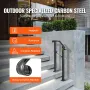Handrails for Outdoor Steps, Fit 1 or 2 Steps Outdoor Stair Railing, Arch1 Wrought Iron Handrail, Flexible Porch Railing, Black 