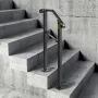 Handrails for Outdoor Steps, Fit 1 or 2 Steps Outdoor Stair Railing, Arch1 Wrought Iron Handrail, Flexible Porch Railing, Black 