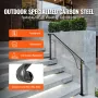 VEVOR Handrails for Outdoor Steps, Fit 4 or 5 Steps Outdoor Stair Railing, Arch4 Wrought Iron Handrail, Flexible Porch Railing, 