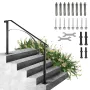 Handrails for Outdoor Steps, Fit 4 or 5 Steps Outdoor Stair Railing, Arch4 Wrought Iron Handrail, Flexible Porch Railing, Black 