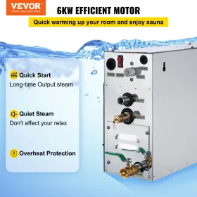 6KW Sauna Badedamper med LED Digital Display Dampbad Generator