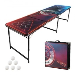 2.4 m Portable Beer Pong Tailgate Table Party Game LED Carrying Handle