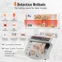 VEVOR Banknotes Counter With LED Display, Professional Note Counter With Counterfeit Detector, UV/MG, 1000 Bills/Minute, Counts 