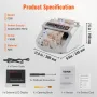 VEVOR Banknotes Counter With LED Display, Professional Note Counter With Counterfeit Detector, UV/MG, 1000 Bills/Minute, Counts 