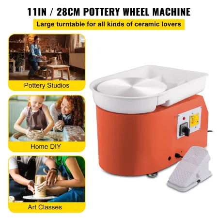 Pottery Wheel 27.9 cm 0-300 RPM Ceramic Wheel, 350W Adjustable Speed Forming Machine with Sculpting Tools and Apron, Detachable 