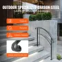 VEVOR Handrails for Outdoor Steps, Fit 1 or 3 Steps Outdoor Stair Railing, Black Wrought Iron Handrail, Flexible Front Porch Han