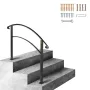 Handrails for Outdoor Steps, Fit 1 or 3 Steps Outdoor Stair Railing, Black Wrought Iron Handrail, Flexible Front Porch Hand Rail