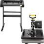 Digital Clamshell 15"x15" (38 X 38cm) Heat Transfer Press + 34 Inch Vinyl Cutter Machine Kit Software