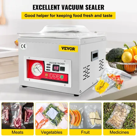 Chamber Vacuum Sealer, 260W Sealing Power, Vacuum Packing Machine for Wet Foods, Meats, Marinades and More, Compact Size with 25