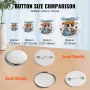500 Sets 1.25 inch 32mm Pin Back Button Parts, DIY Round Button Badge Parts, Set Includes Metal Top, Plastic/Metal Button, Clear