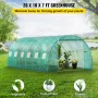 VEVOR Walk-in Tunnel Greenhouse, 609.6 x 304.8 x 213.4 cm Portable Plant Hot House w/ Galvanized Steel Hoops, 3 Top Beams, 4 Dia
