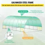 Walk-in Tunnel Greenhouse, 609.6 x 304.8 x 213.4 cm Portable Plant Hot House w/ Galvanized Steel Hoops, 3 Top Beams, 4 Diagonal 