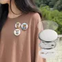 500 Sets 1.25 inch 32mm Pin Back Button Parts, DIY Round Button Badge Parts, Set Includes Metal Top, Plastic/Metal Button, Clear
