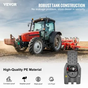 VEVOR Portable Diesel Tank, 439.1 L Capacity & 37.85 L/min Flow Rate, Diesel Fuel Tank with 12V Electric Transfer Pump and 399.3