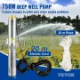 VEVOR Deep Well Submersible Pump, 750W 230V/50Hz, 100L/min 66 m Head Sand Resistant 5%, 20 m Electric Cord, 7.6 cm Stainless Ste