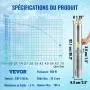 VEVOR Deep Well Submersible Pump, 550W 230V/50Hz, 35L/min 108 m Head Sand Resistant 5%, 20 m Electric Cord, 7.6 cm Stainless Ste