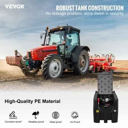 Portable Diesel Tank, 439.1 L Capacity & 37.85 L/min Flow Rate, Diesel Fuel Tank with 12V Electric Transfer Pump and 399.3 cm Ru