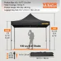 VEVOR 304.8 x 304.8 cm Pop Up Canopy Tent, Outdoor Patio Gazebo Tent with Removable Sidewalls and Wheeled Bag, UV Resistant Wate