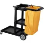 VEVOR Cleaning Cart, 3-Shelf Commercial Janitorial Cart, 200 lbs Capacity Plastic Housekeeping Cart, with 25 Gallon PVC Bag, 120