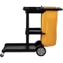 Cleaning Cart, 3-Shelf Commercial Janitorial Cart, 200 lbs Capacity Plastic Housekeeping Cart, with 25 Gallon PVC Bag, 120 x 51 