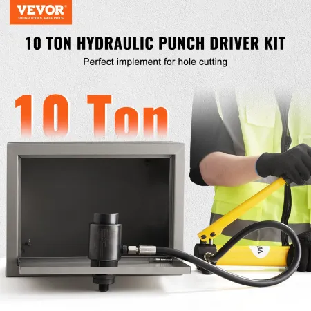 VEVOR 10 Ton Hydraulic Knockout Punch Kit, 1/2" to 2" Conduit Hole Cutter Set, KO Tool Kits with Puncher 6 Piece, Metal Sheet Dr