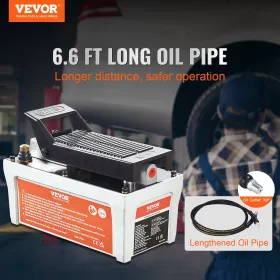 VEVOR Air Hydraulic Pump, 6895 bar 1.9L Reservoir, NPT 10mm Oil Outlet, NPT 6.4 mm Inlet, 2m Pipe, Foot Actuated Hydraulic Pump 