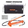 VEVOR 12 Ton Porta Power Kit, Hydraulic Ram with Pump with 4.6 ft/1.4 m Oil Hose, Portable Hydraulic Jack with Storage Case for 