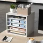 Literature Organizers, 5 Compartments Office Mailbox with Adjustable Shelves, Wood Literature Sorter 35.3 x 30.5 x 33.0 cm for O