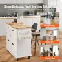 Kitchen Island Cart with Solid Wood Top, 90 cm Width Mobile Carts with Storage Cabinet, Rolling Kitchen Table with Spice Rack, T