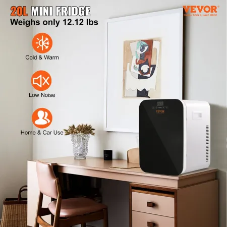 VEVOR Mini Fridge, 20L/22 Cans Compact Personal Fridge, AC/DC Portable Thermoelectric Cooler and Warmer Refrigerators, Skincare 