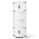 68" Corner Storage Cabinet with 4 Wooden Doors & Adjustable Shelves White