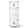 68" Corner Storage Cabinet with 4 Wooden Doors & Adjustable Shelves White