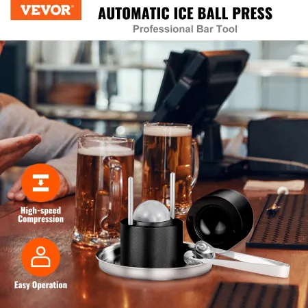 VEVOR Ice Ball Press, 2.4" Ice Ball Maker, Aircraft Al Alloy Ice Ball Press Kit for 60mm Ice Sphere, Ice Press with Tong and Dri