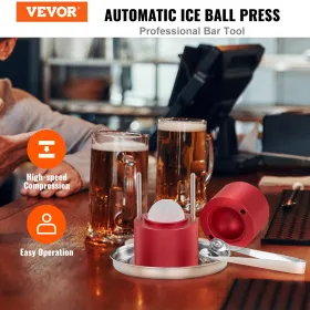 Ice Ball Press, 2.4" Ice Ball Maker, Aircraft Al Alloy Ice Ball Press Kit for 60mm Ice Sphere, Ice Press with Tong and Drip Tray