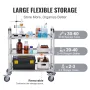 VEVOR Stainless Steel Cart, 3 Layers Lab Utility Cart 181.4kg Weight Capacity, Medical Cart with Lockable Universal Wheels, for 