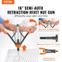 VEVOR Rivet Nut Tool, 40.6cm Rivnut Tool Kit with 13PCS Metric and SAE Mandrels, 186PCS Rivet Nuts, M3, M4, 10-24, M5, M6, 1/4-2