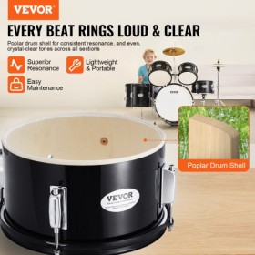 Kids Drum Set 5-Piece 16 in Beginner Children Drum Set with Throne Black
