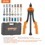 VEVOR Rivet Nut Tool, 35.6 cm Rivnut Tool Kit with 7 PCS Metric and SAE Mandrels, 70 PCS Assorted Rivet Nuts, 10-24, 1/4-20, M6,
