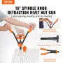 Rivet Nut Tool, 40.6 cm Rivnut Tool Kit with 13PCS Metric and SAE Mandrels, 186PCS Rivet Nuts, M3, M4, 10-24, M5, M6, 1/4-20, 8-